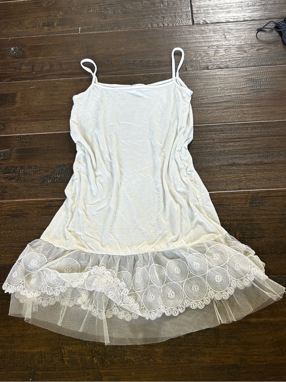 Altar'd State White Lace-Trim Slip Chemise